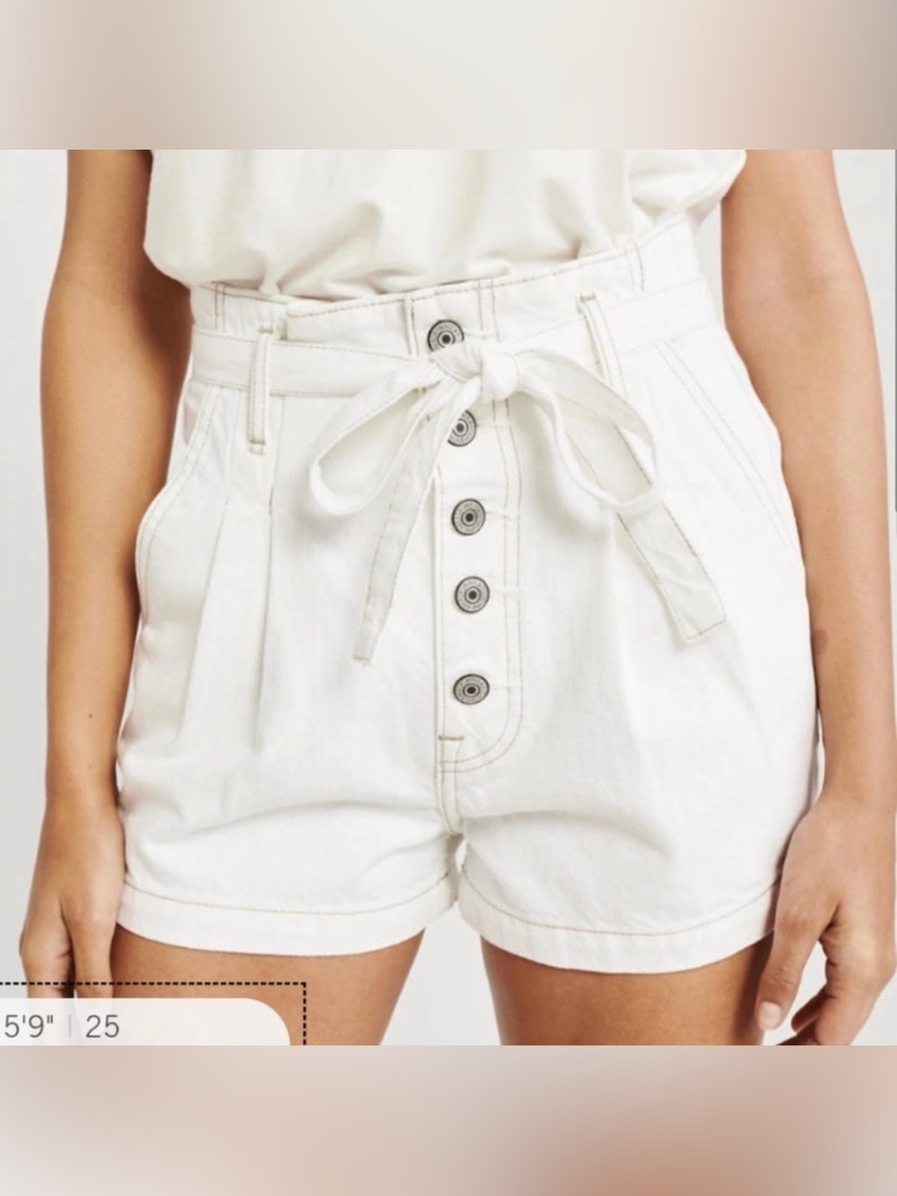 Abercrombie‎ & Fitch White Denim Paperbag Shorts